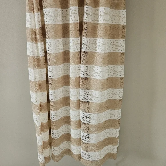 Huishan Zhang Resort 2017 Tan and White Stripe Maxi Dress - Picture 6 of 12